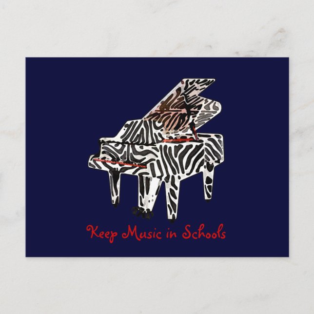 Zebra Grand Piano ~ Postcard / Invitaiton (Front)