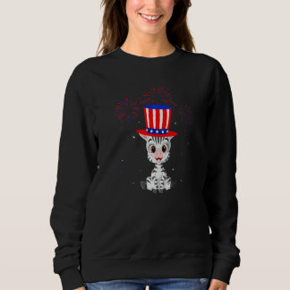 Zebra Graphic Red White Blue Fireworks Decor 4th O Sweatshirt