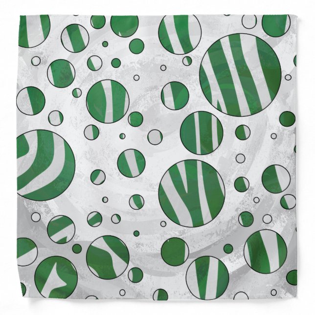Zebra Green and White Polka Dot Bandana (Front)