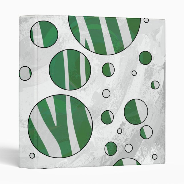 Zebra Green and White Polka Dot Binder (Front/Spine)