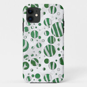 Zebra Green and White Polka Dot iPhone 11 Case