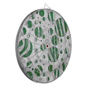 Zebra Green and White Polka Dot Dartboard With Darts