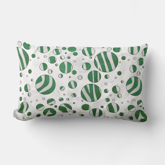 Zebra Green and White Polka Dot Lumbar Pillow (Front)