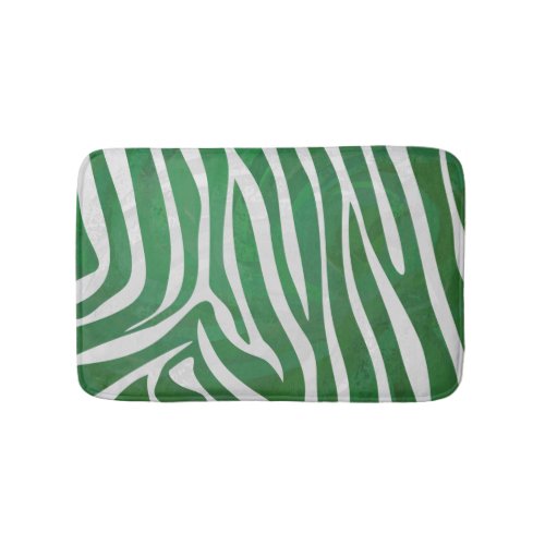 Zebra Green and White Print Bathroom Mat