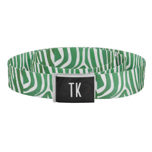 Zebra Green and White Print Belt