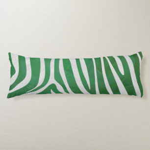 Zebra Green and White Print Body Pillow