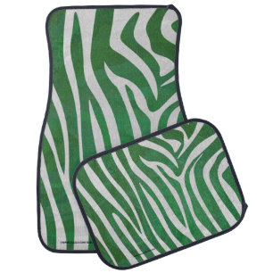 Zebra Green and White Print Car Floor Mat