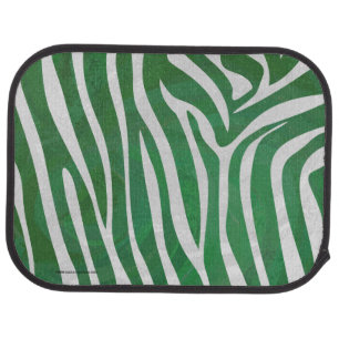 Zebra Green and White Print Car Mat
