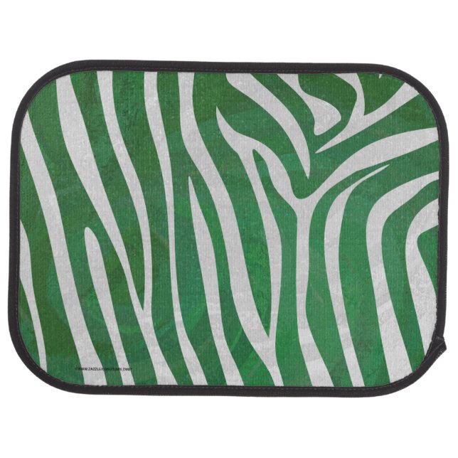 Zebra Green and White Print Car Mat (Rear)