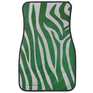 Zebra Green and White Print Car Mat
