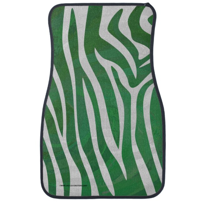 Zebra Green and White Print Car Mat (Front)