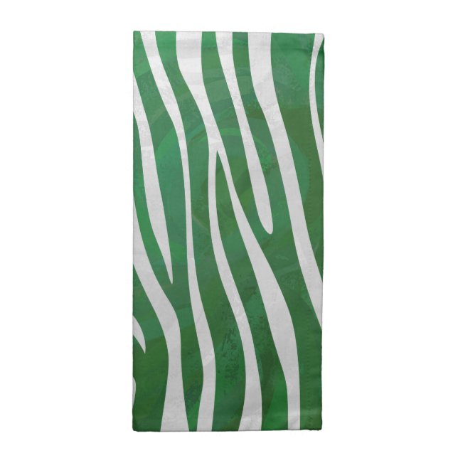 Zebra Green and White Print Cloth Napkin (Half Fold)