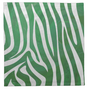 Zebra Green and White Print Cloth Napkin