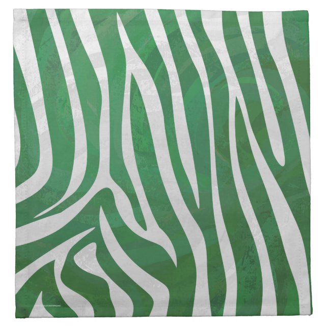 Zebra Green and White Print Cloth Napkin (Front)