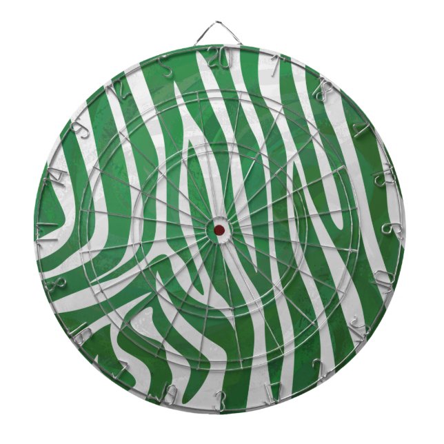 Zebra Green and White Print Dartboard (Front)