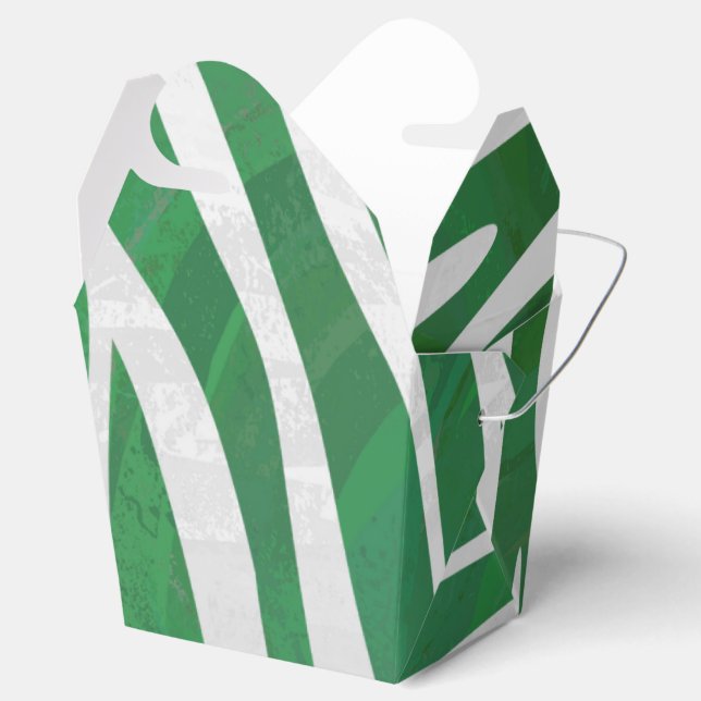 Zebra Green and White Print Favor Boxes (Opened)