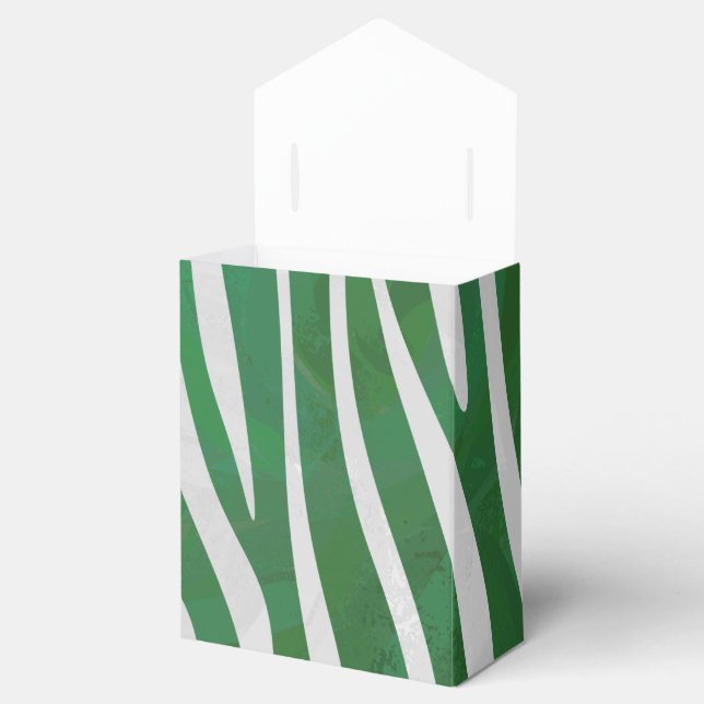 Zebra Green and White Print Favor Boxes (Opened)