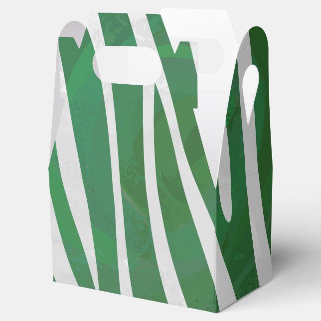 Zebra Green and White Print Favor Boxes (Opened)