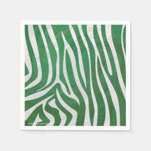 Zebra Green and White Print Napkins