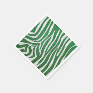 Zebra Green and White Print Paper Napkins