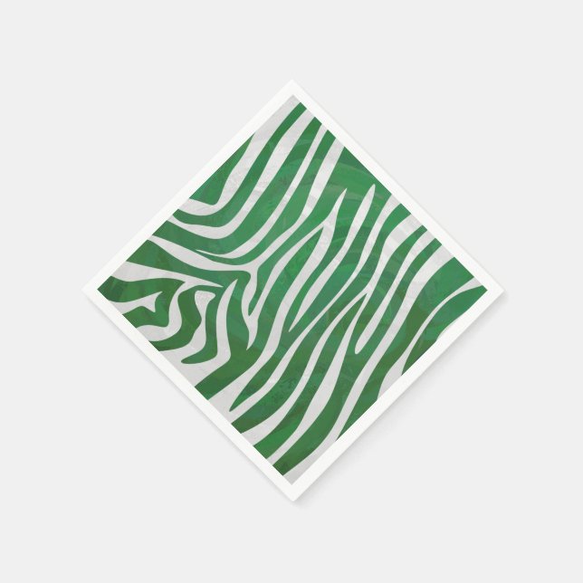 Zebra Green and White Print Paper Napkins (Corner)