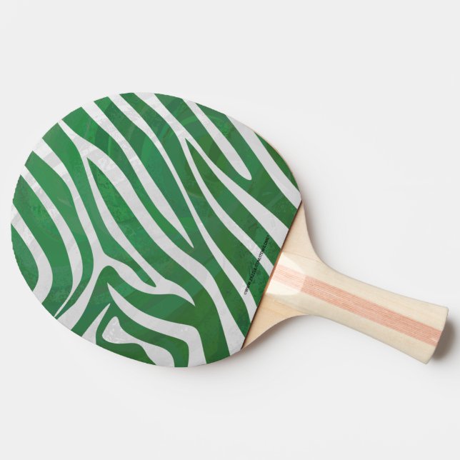 Zebra Green and White Print Ping-Pong Paddle (Side)