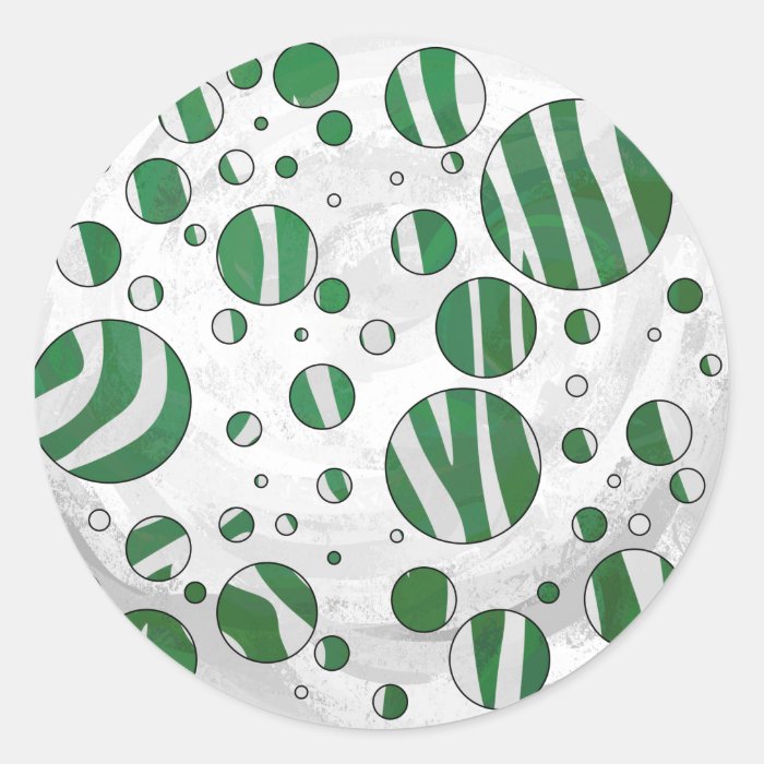 Zebra Green and White Print Stickers