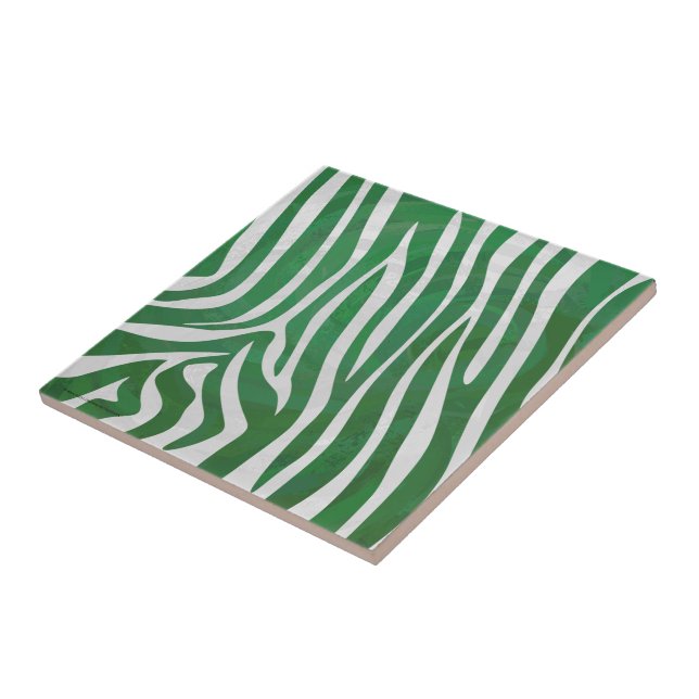 Zebra Green and White Print Tile (Side)