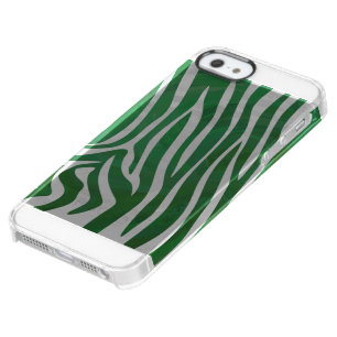 Zebra Green and White Print Clear iPhone SE/5/5s Case
