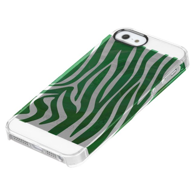 Zebra Green and White Print Uncommon iPhone Case (Bottom)