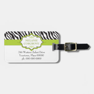 Zebra Green Ribbon Luggage Tag