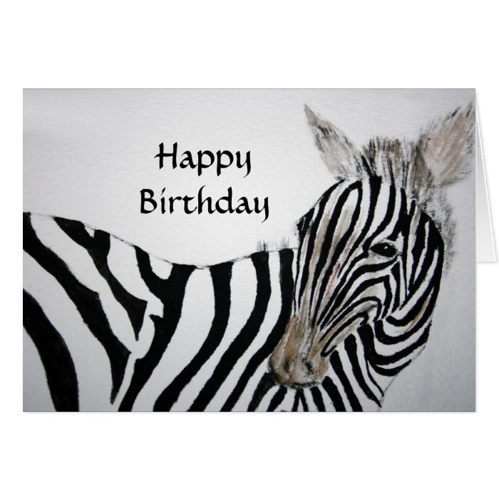 Zebra Happy Birthday Card Cards