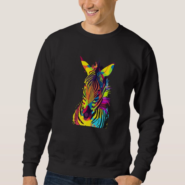 Zebra Head Colorful Pop Art Sweatshirt (Front)