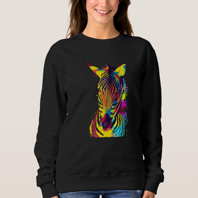 Zebra Head Colorful Pop Art Sweatshirt (Front)