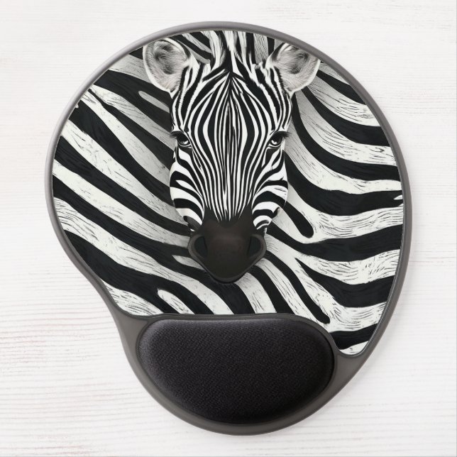 Zebra Head For Animal Print Desk Setup Gel Mouse Pad (Front)