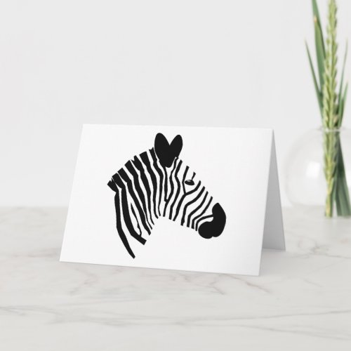 Zebra head illustration blank greetings card