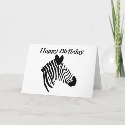 Zebra head illustration happy birthday card