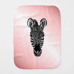Zebra Head on Pink Baby Burp Cloth