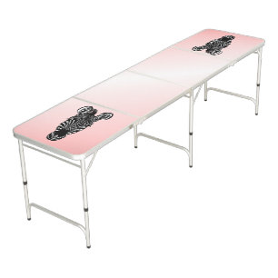Zebra Head on Pink Beer Pong Table