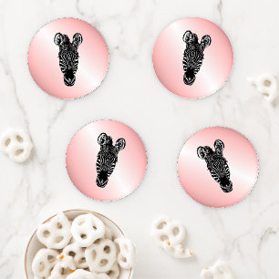 Zebra Head on Pink Coaster Set