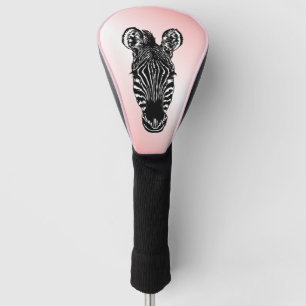 Zebra Head on Pink Golf Head Cover