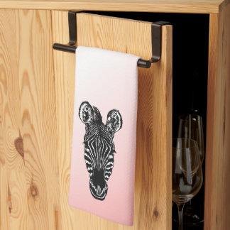 Zebra Head on Pink Kitchen Towel