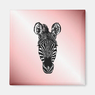 Zebra Head on Pink Magnet