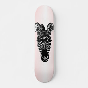 Zebra Head on Pink Skateboard