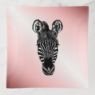 Zebra Head on Pink Trinket Tray