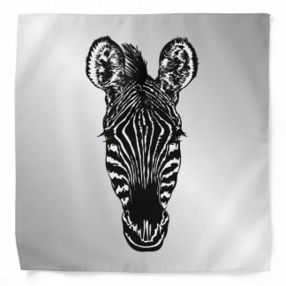 Zebra Head on Silver Bandana