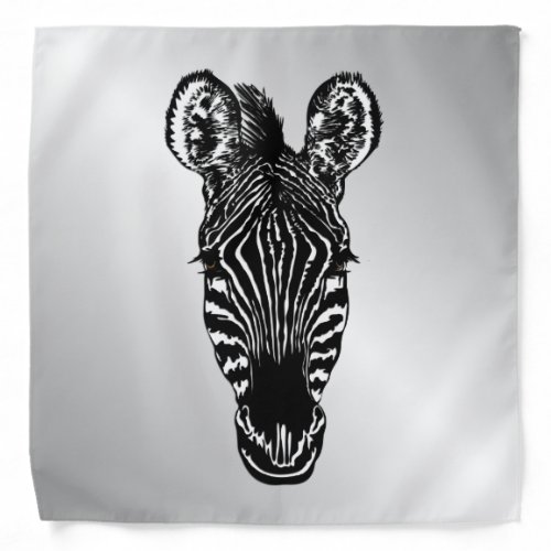 Zebra Head on Silver Bandana