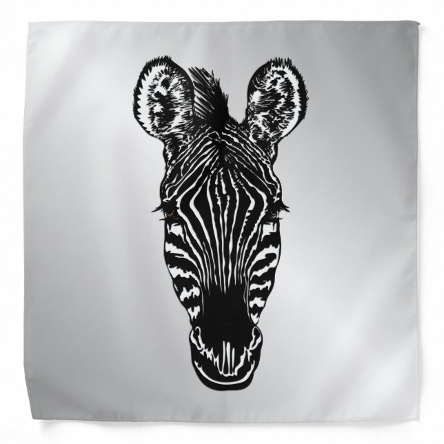 Zebra Head on Silver Bandana (Front)