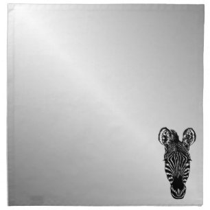 Zebra Head on Silver Cloth Napkin