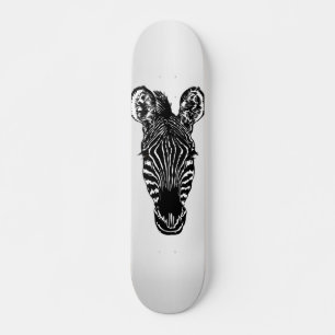 Zebra Head on Silver Skateboard